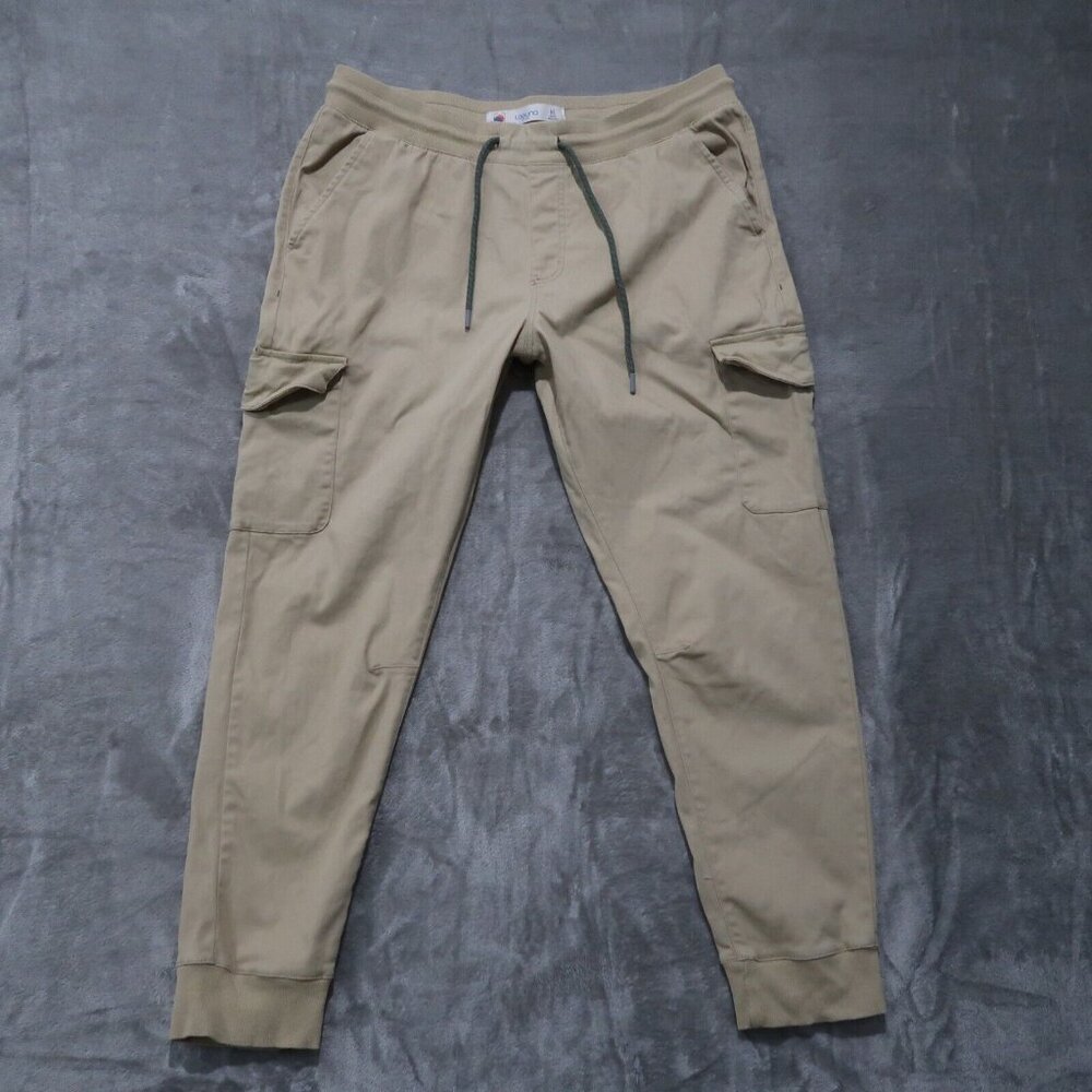 Laguna Pants Mens Extra Large Beige Joggers Cargo Pockets Drawstring Waist